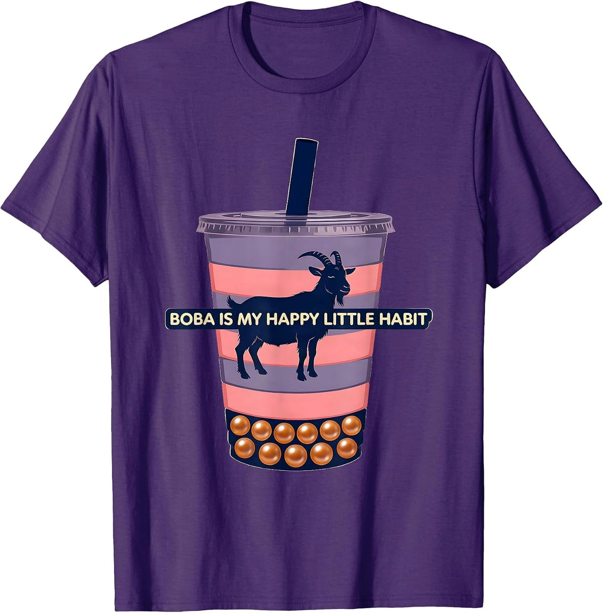 Men's Boba Is My Happy Little Habit Kawaii Anime Boba Tea Lover T-Shirt - Purple