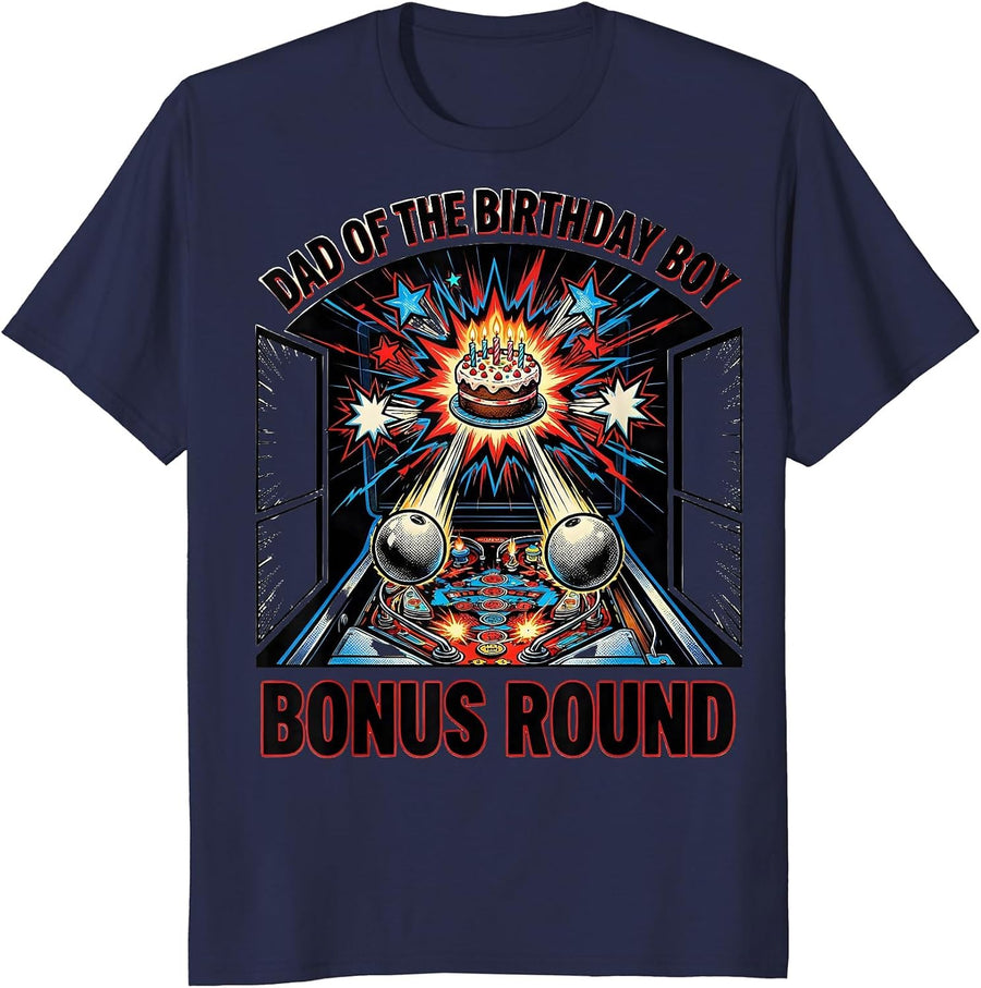 Dad Of The Birthday Boy Bonus Round Comic Book Video Game T-Shirt - Navy Blue