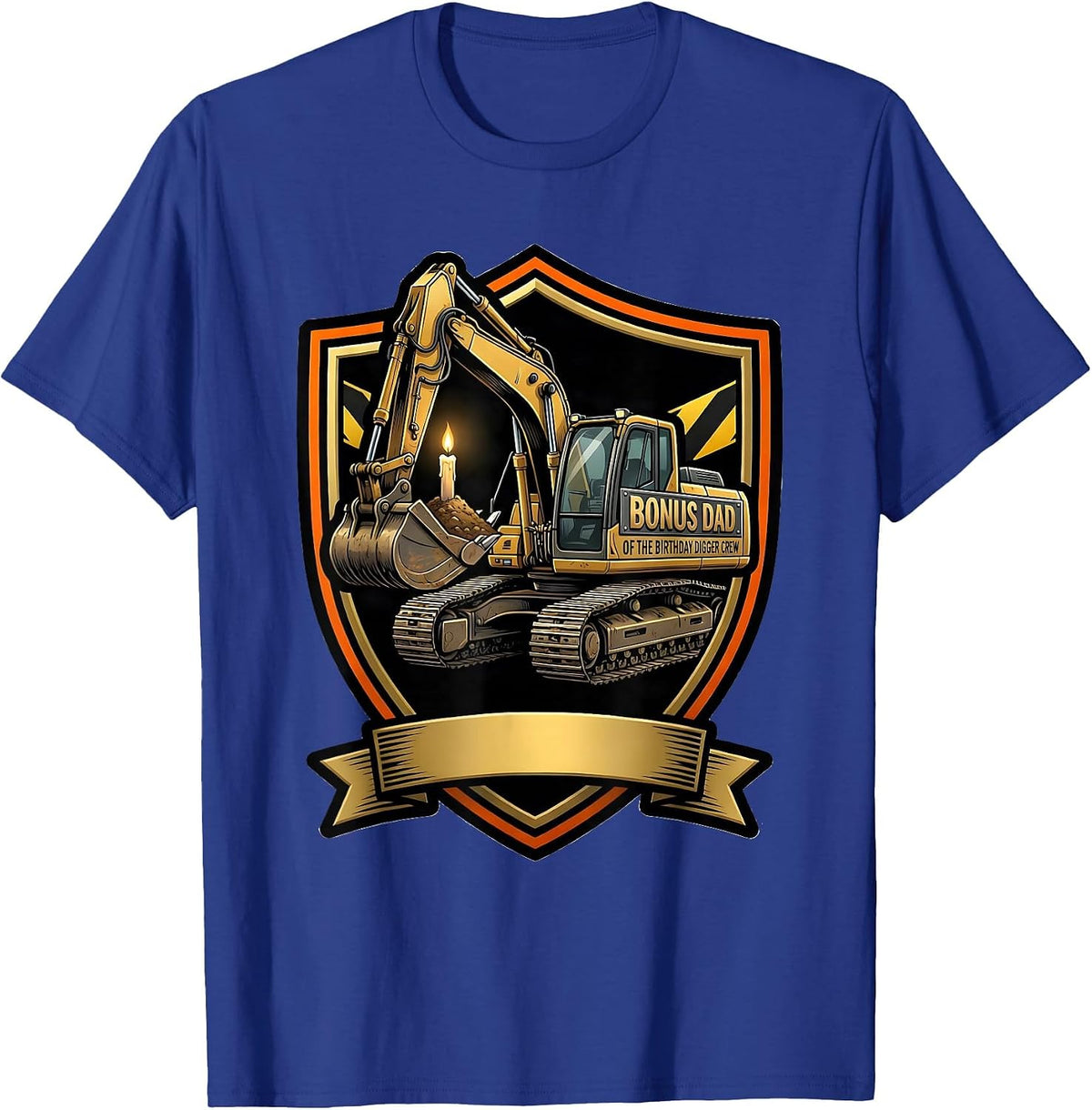 Bonus Dad Of The Birthday Digger Crew Funny Construction T-Shirt - Royal Blue