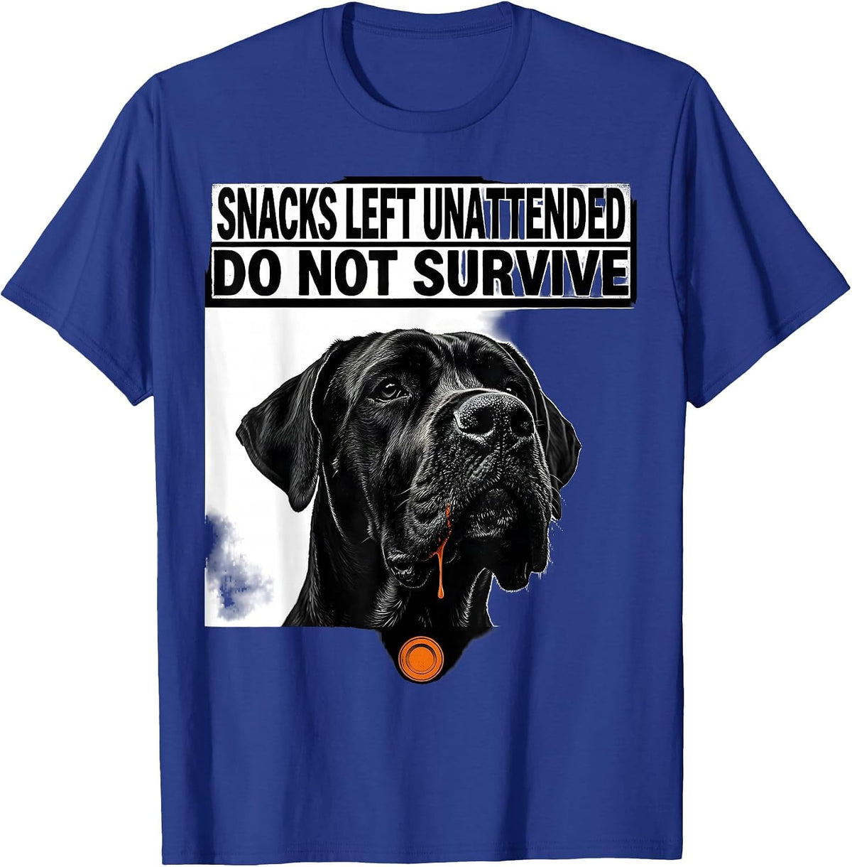 Men's Snacks Left Unattended Do Not Survive Funny Great Dane Dog T-Shirt - Royal Blue