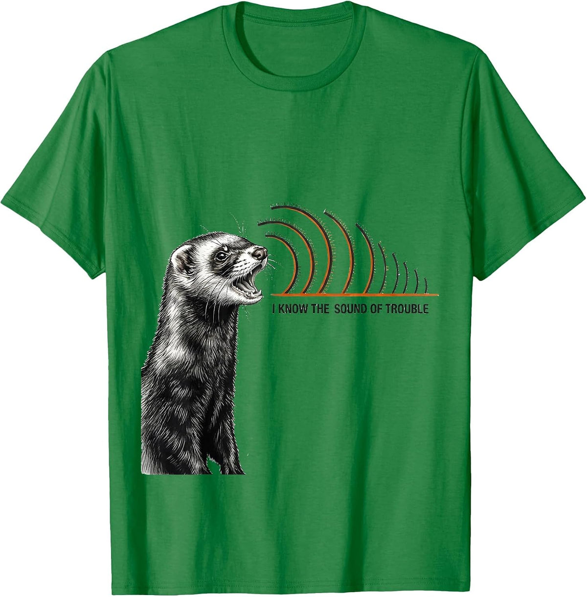Men's I Know The Sound Of Trouble Funny Ferret Lover Christmas T-Shirt - Kelly Green