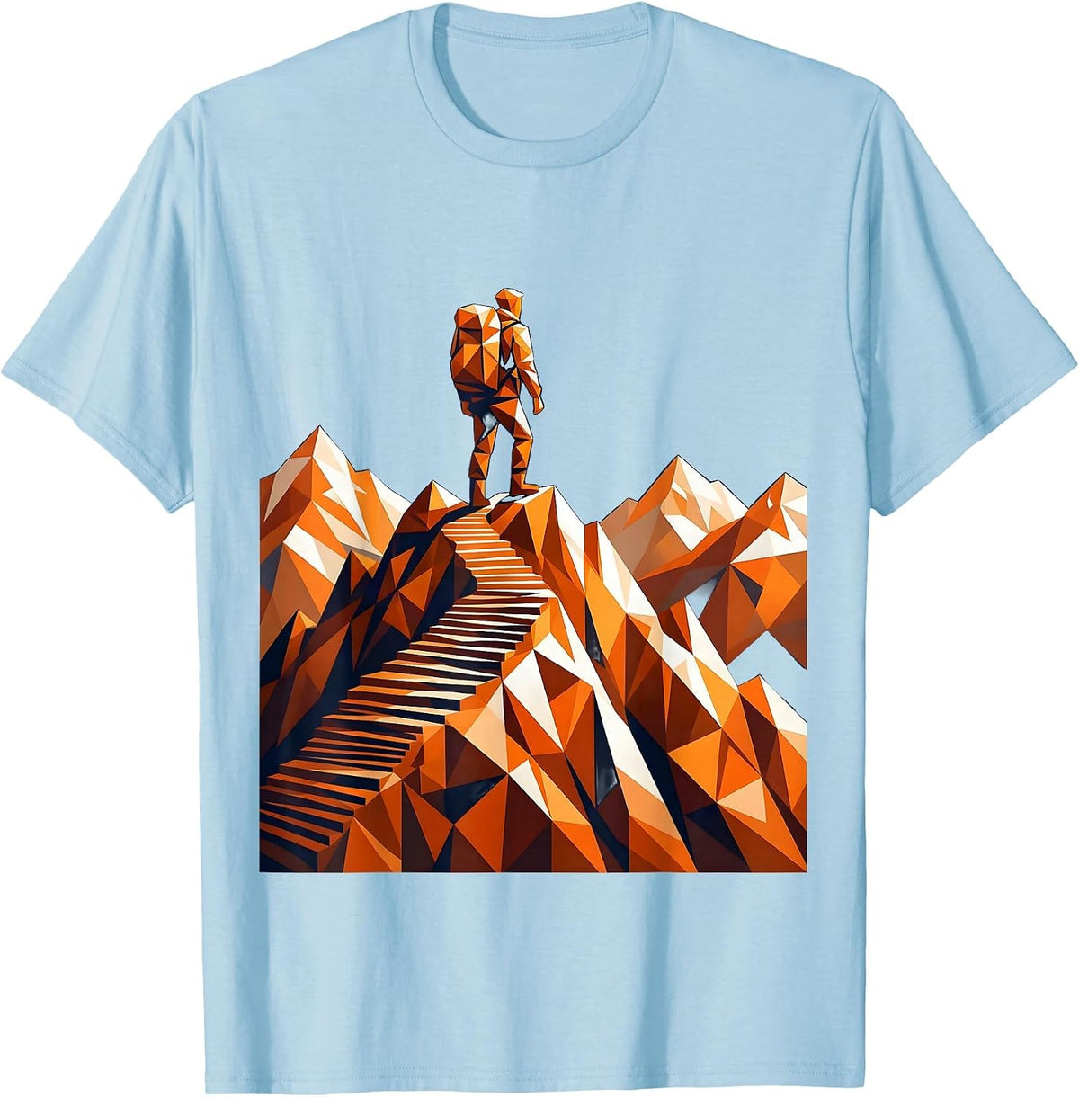 Men's Lone Hiker Mountain Ridge Silhouette T-Shirt - Baby Blue