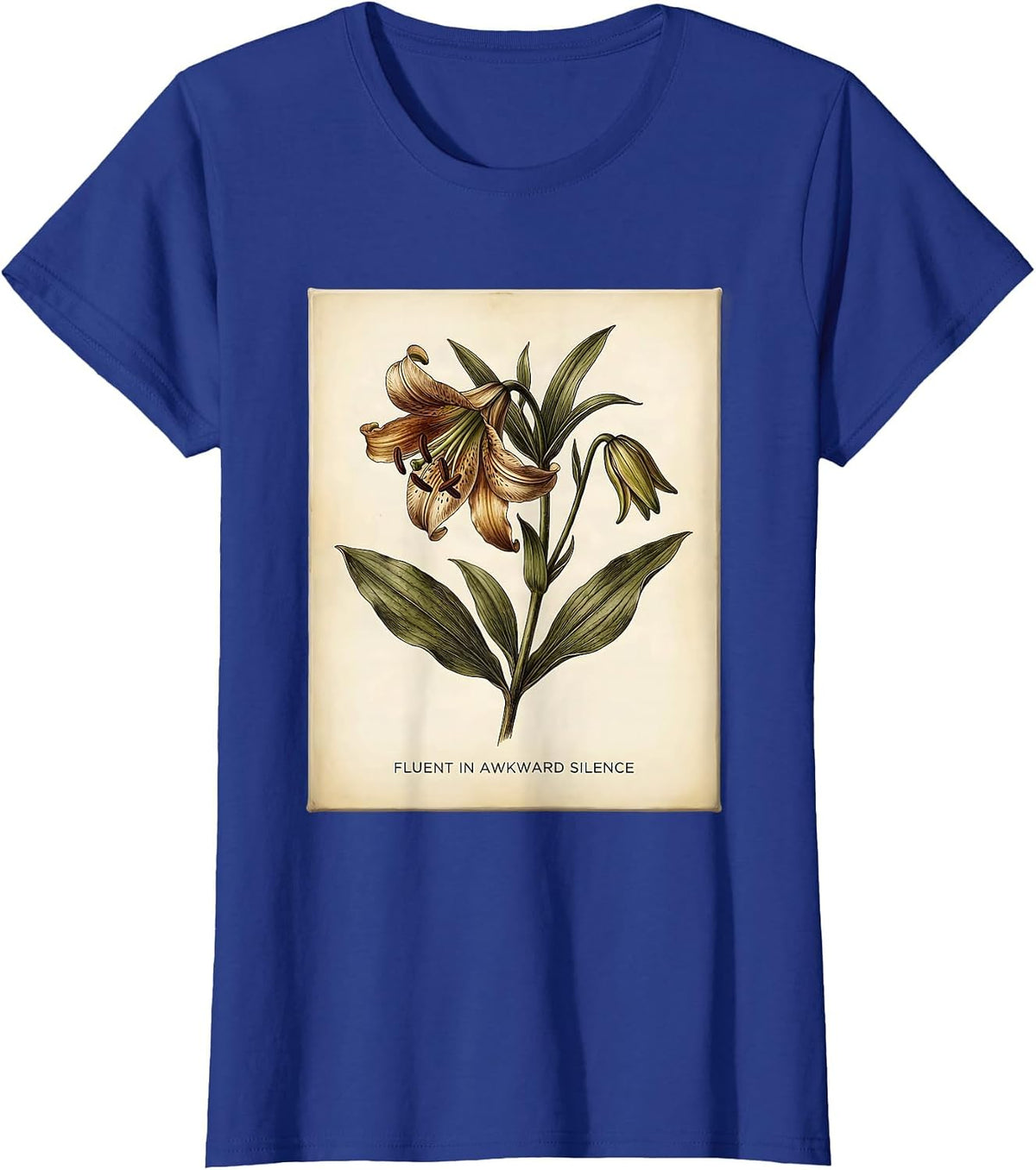 Women's Fluent In Awkward Silence Derpy Humor Design T-Shirt - Royal Blue
