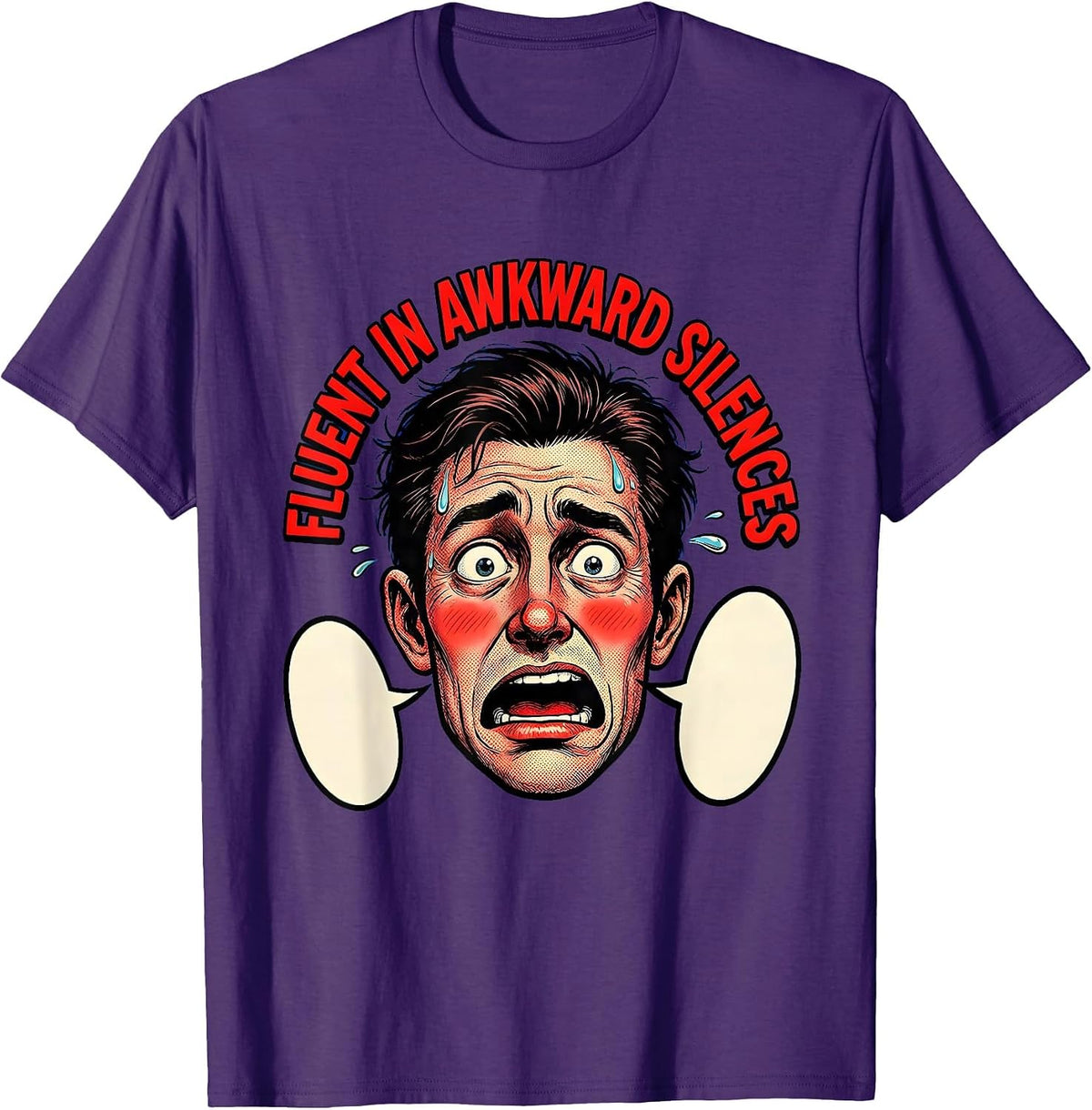 Fluent In Awkward Silences Funny Introvert Design T-Shirt - Purple