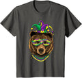 Bear Animal Lover Cute Mardi Gras Carnival Jester T-Shirt, Youth, Asphalt Grey, Medium - As Pictured