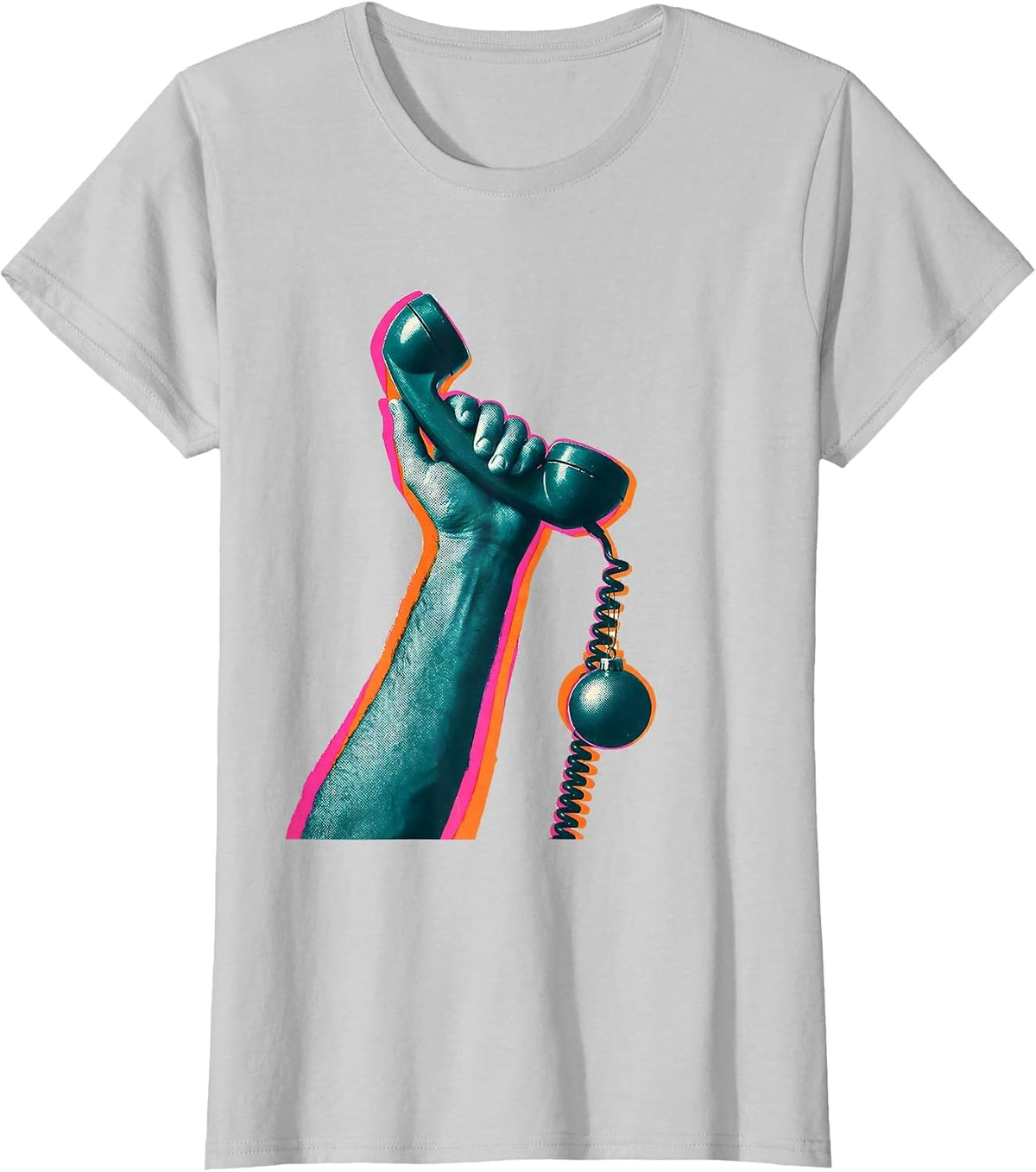 Blank Telephone Receiver Social Worker Christmas Party Humor T-Shirt - Silver Grey