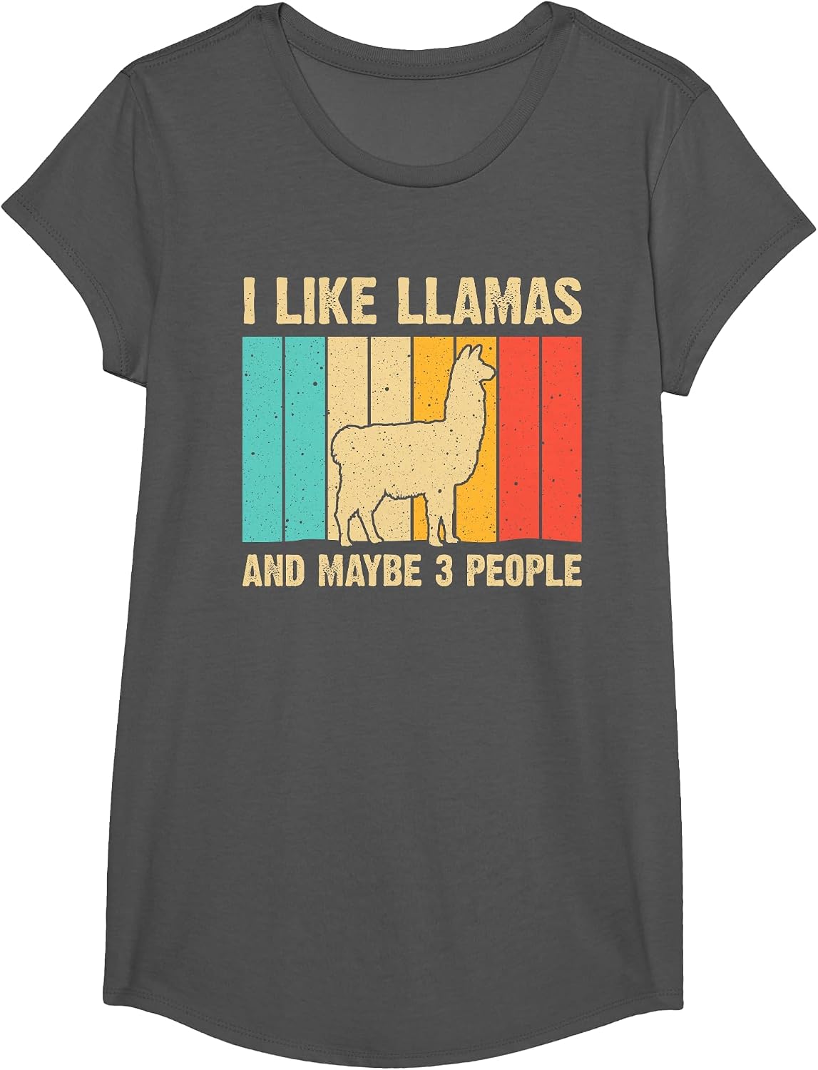 Funny Llama Design for Kids Men Women Alpaca Lover Farming T-Shirt - Girls Asphalt Grey