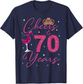 Cheers to 70 Years Old It's My 70th Birthday Women T-Shirt - Navy Blue