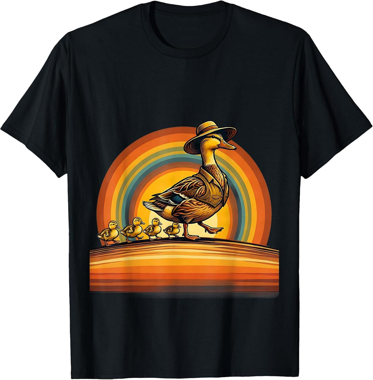Men's Daycare Teacher Duck Parade Graphic T-Shirt - Black