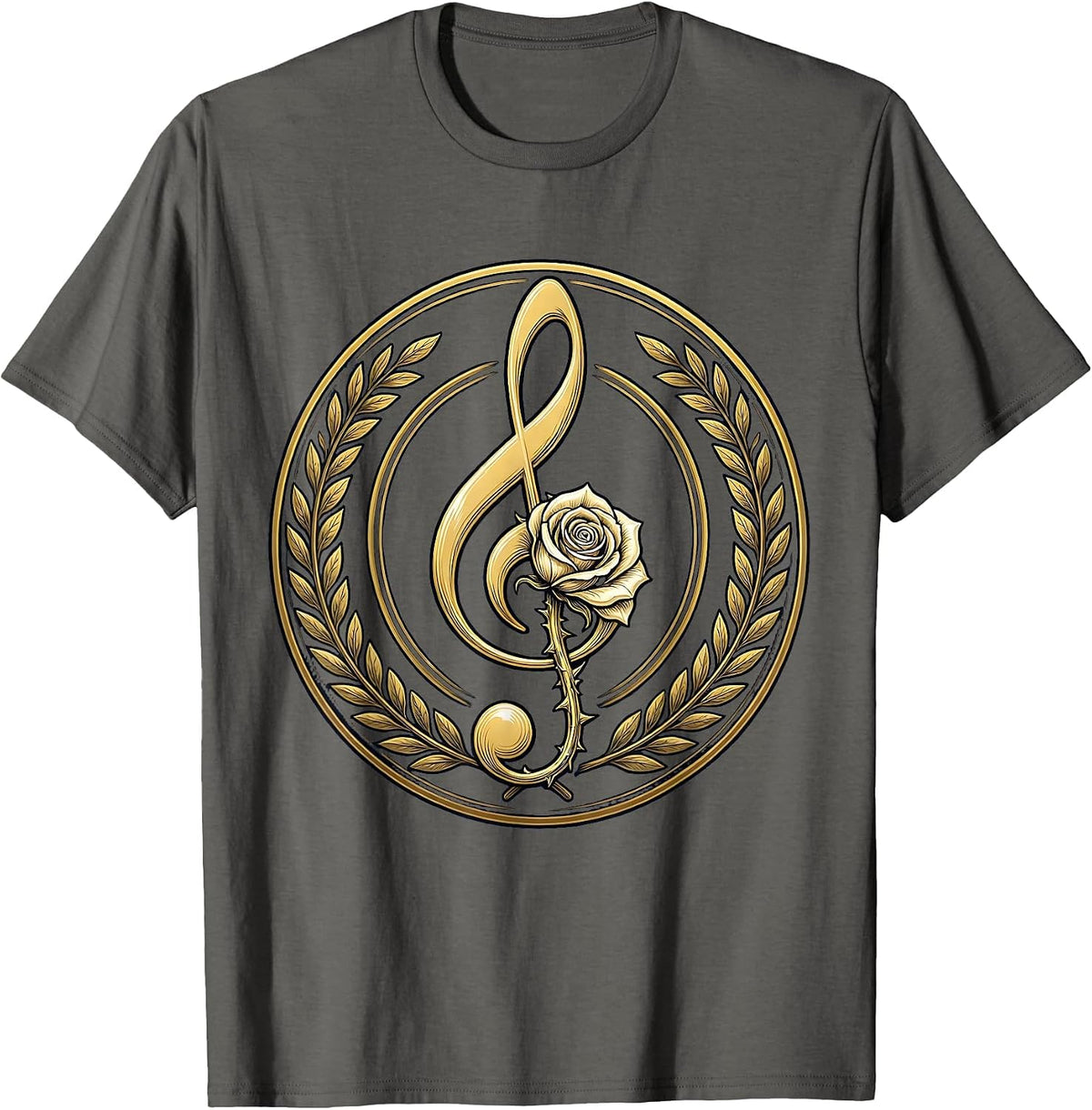 Music Teacher Treble Clef Blooming Flower Art T-Shirt - Asphalt Grey