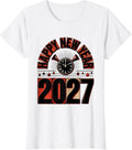 Women's Happy New Year 2027 Whimsical Festive Party Countdown T-Shirt - White