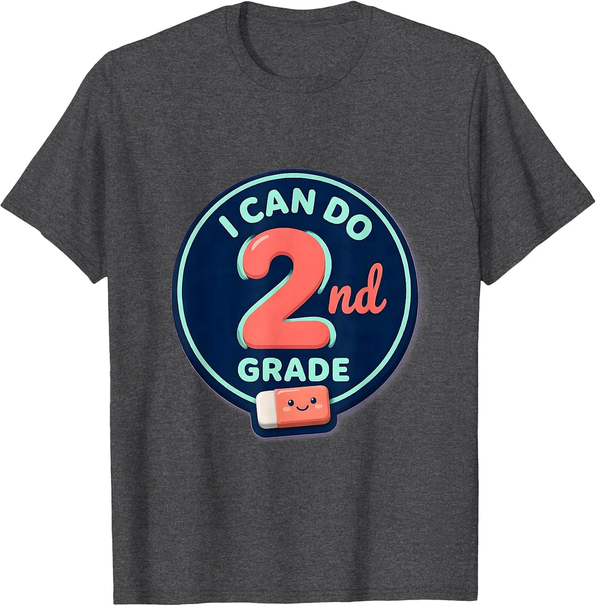 Men's I Can Do 2nd Grade Cute Kawaii Back To School Kids Teacher T-Shirt - Dark Heather Grey