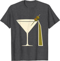 Men's Martini Cone Oversized Flat Cocktail Humor T-Shirt - Dark Heather Grey