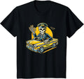 Halloween Skeleton Taxi Driver T-Shirt - Black