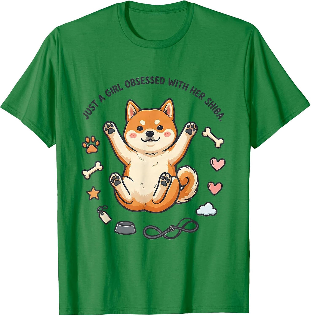 Men's Just A Girl Obsessed With Her Shiba Funny Kawaii Dog Lover T-Shirt - Kelly Green