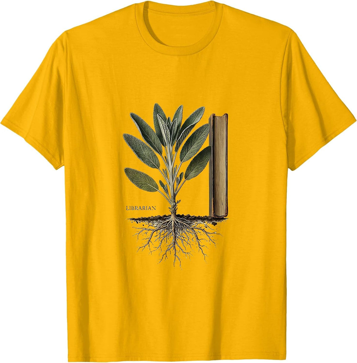Librarian Botanical Teacher Gift School Start T-Shirt - Golden Yellow