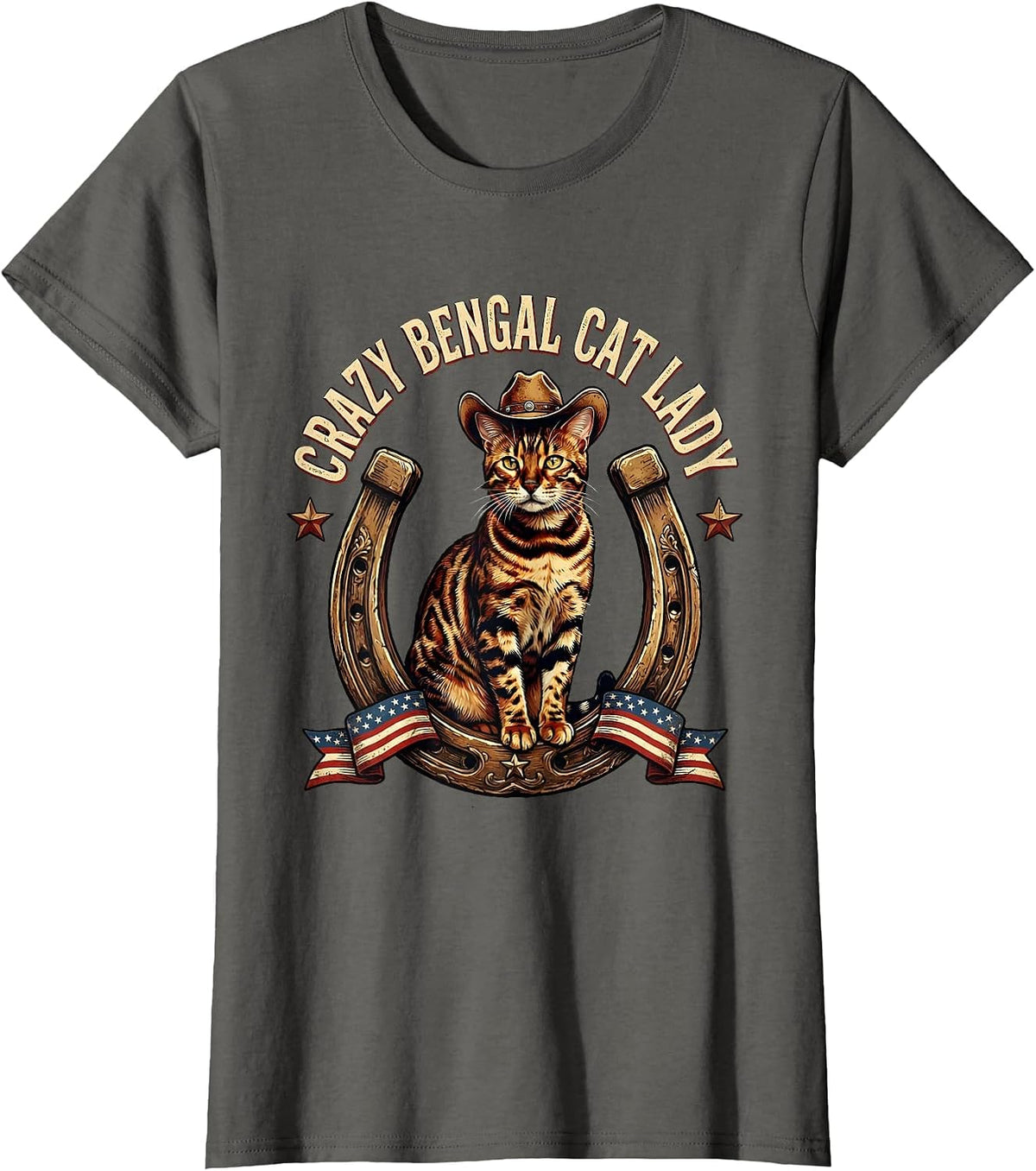 Women's Crazy Bengal Cat Lady Cat Lover Design T-Shirt - Asphalt Grey
