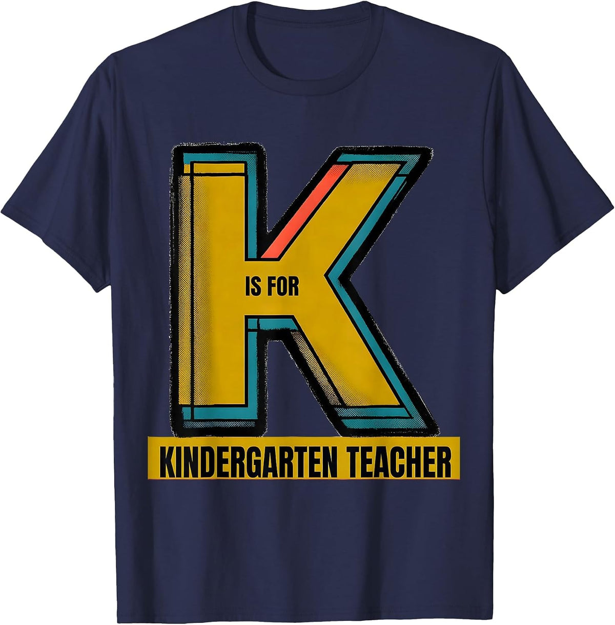 K Is For Kindergarten Teacher Whimsical Back To School T-Shirt - Navy Blue