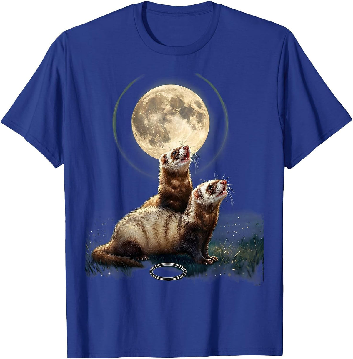Men's Three Ferrets Howling At The Moon Funny Parody T-Shirt - Royal Blue