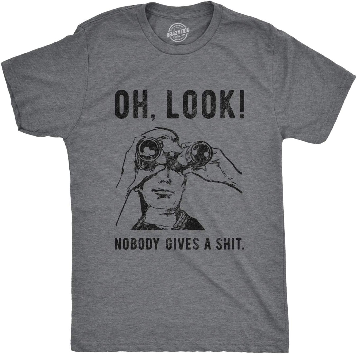 Mens T Shirts Funny Sarcastic Humor Adult Joke Tees for Guys - Dark Heather Grey - Nobody Gives