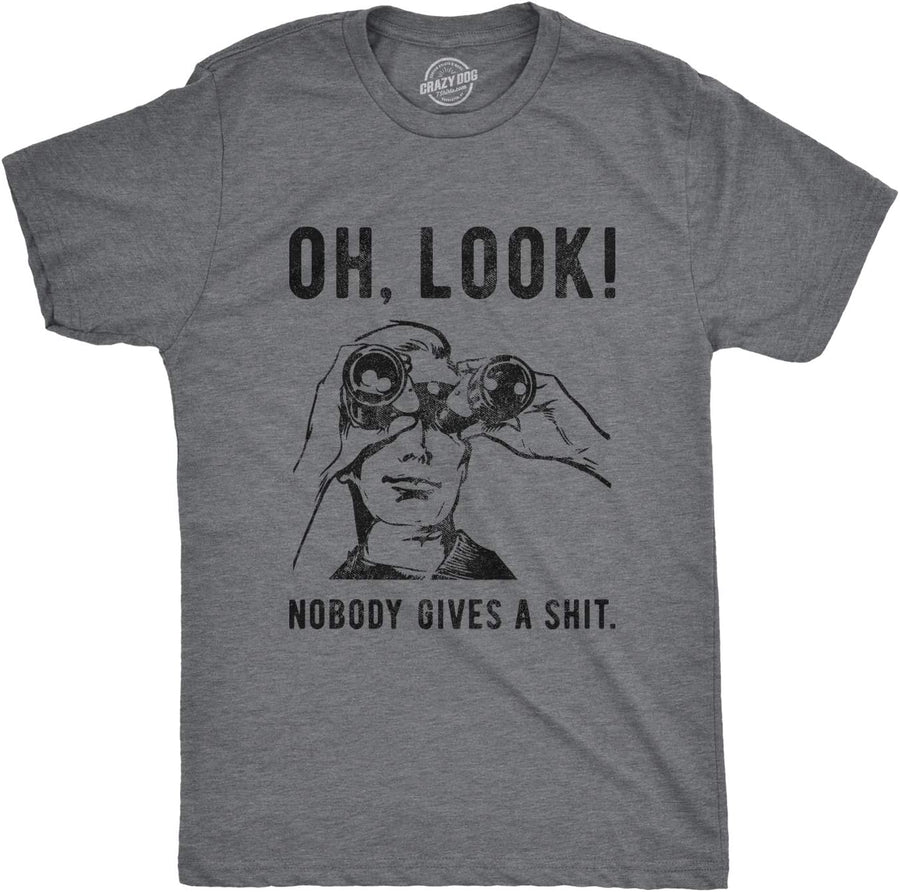 Mens T Shirts Funny Sarcastic Humor Adult Joke Tees for Guys - Dark Heather Grey - Nobody Gives