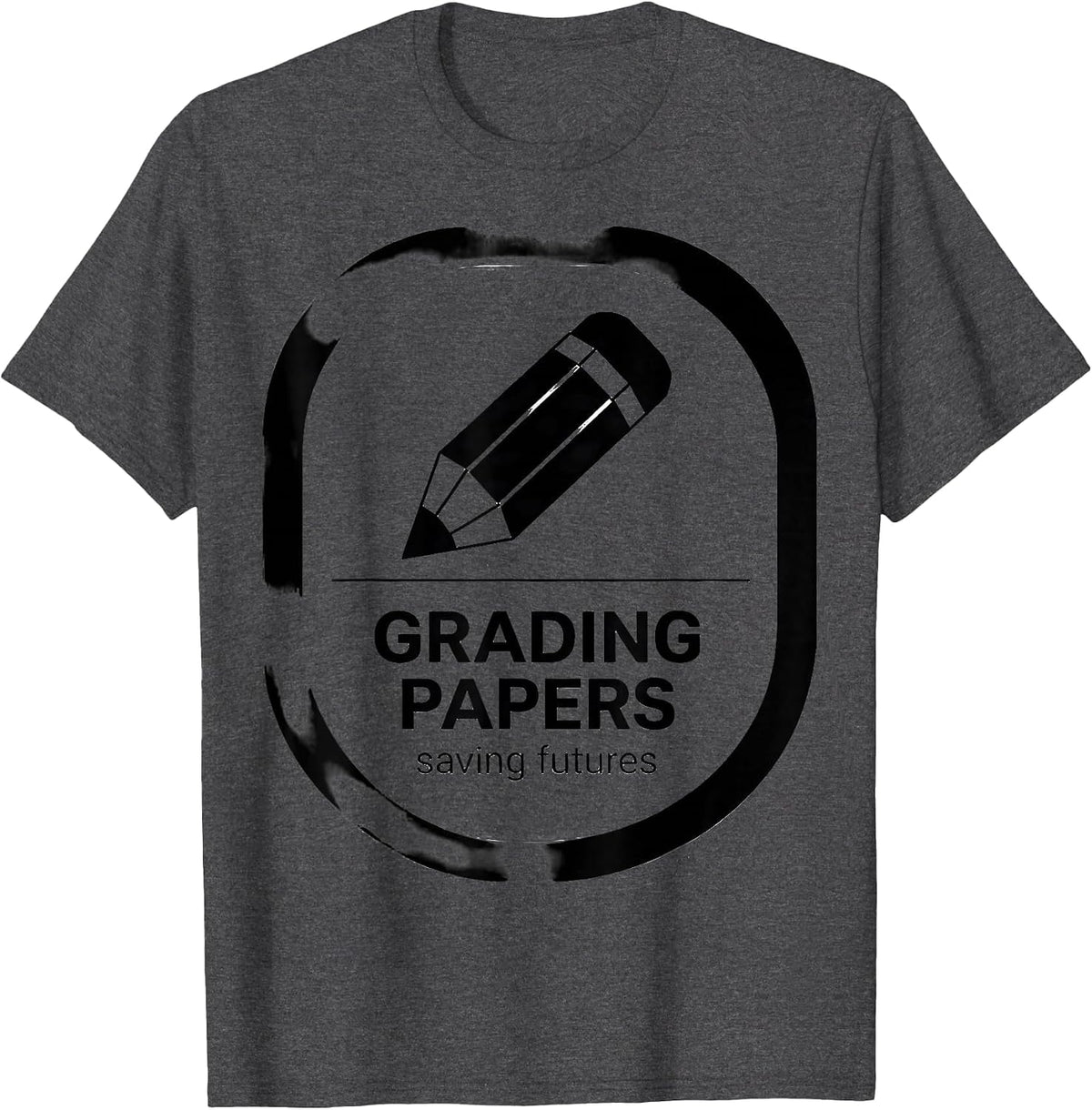 Men's Grading Papers Saving Futures 5th Grade Teacher T-Shirt - Dark Heather Grey