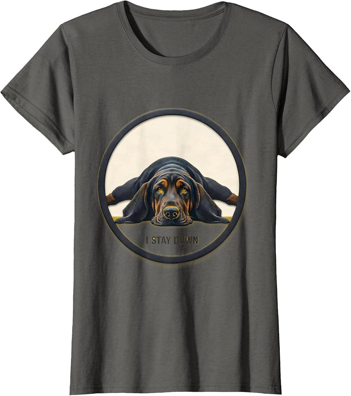 Women's I Stay Down Funny Basset Hound Dog Lover Gift For Dad T-Shirt - Asphalt Grey