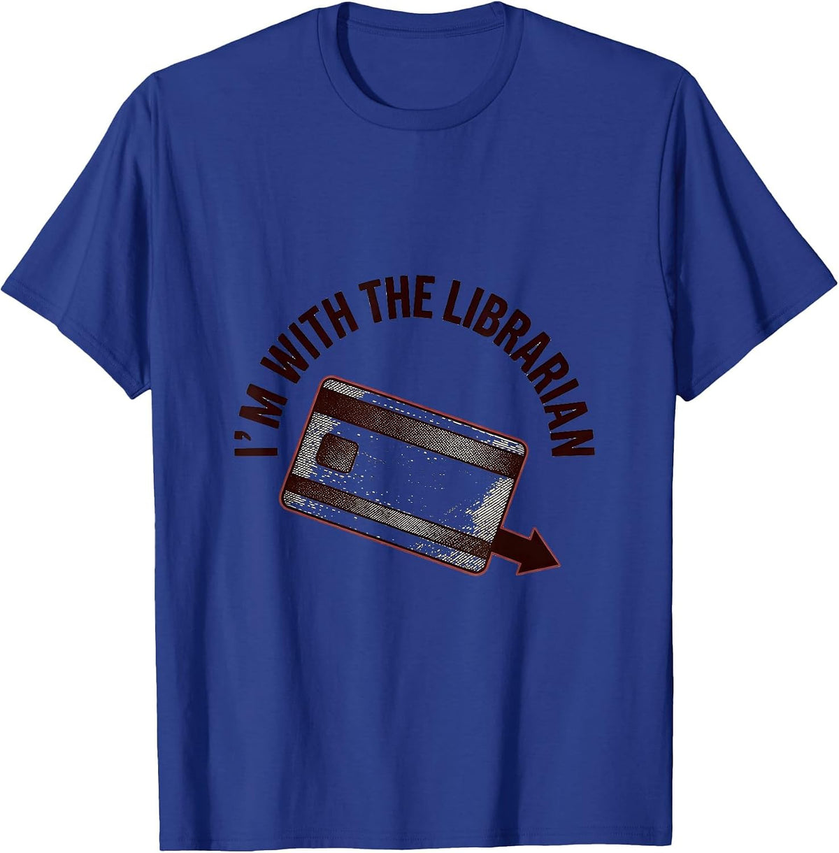 I'm With The Librarian Crosshatch Etching Halloween Group T-Shirt - Royal Blue