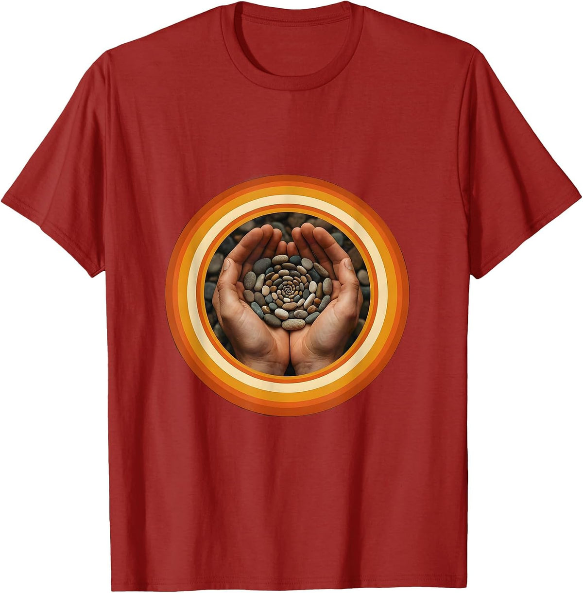 Autism Awareness Pebble Spiral Arrangement Art T-Shirt - Cranberry Red