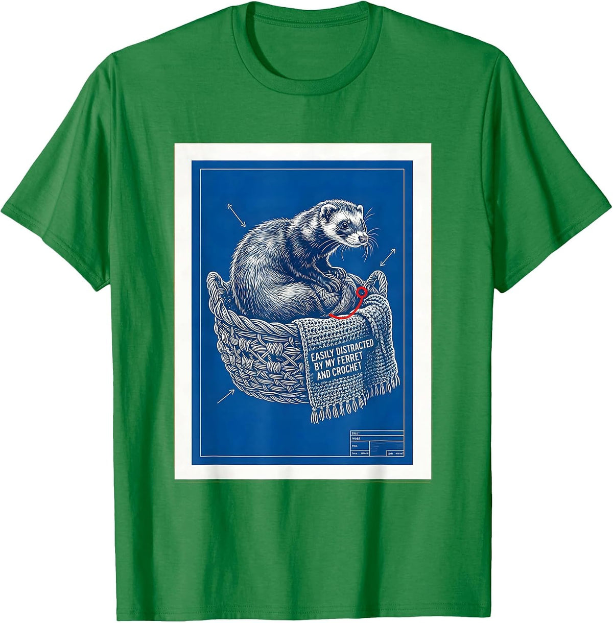 Men's Easily Distracted By My Ferret And Crochet Funny Ferret T-Shirt - Kelly Green