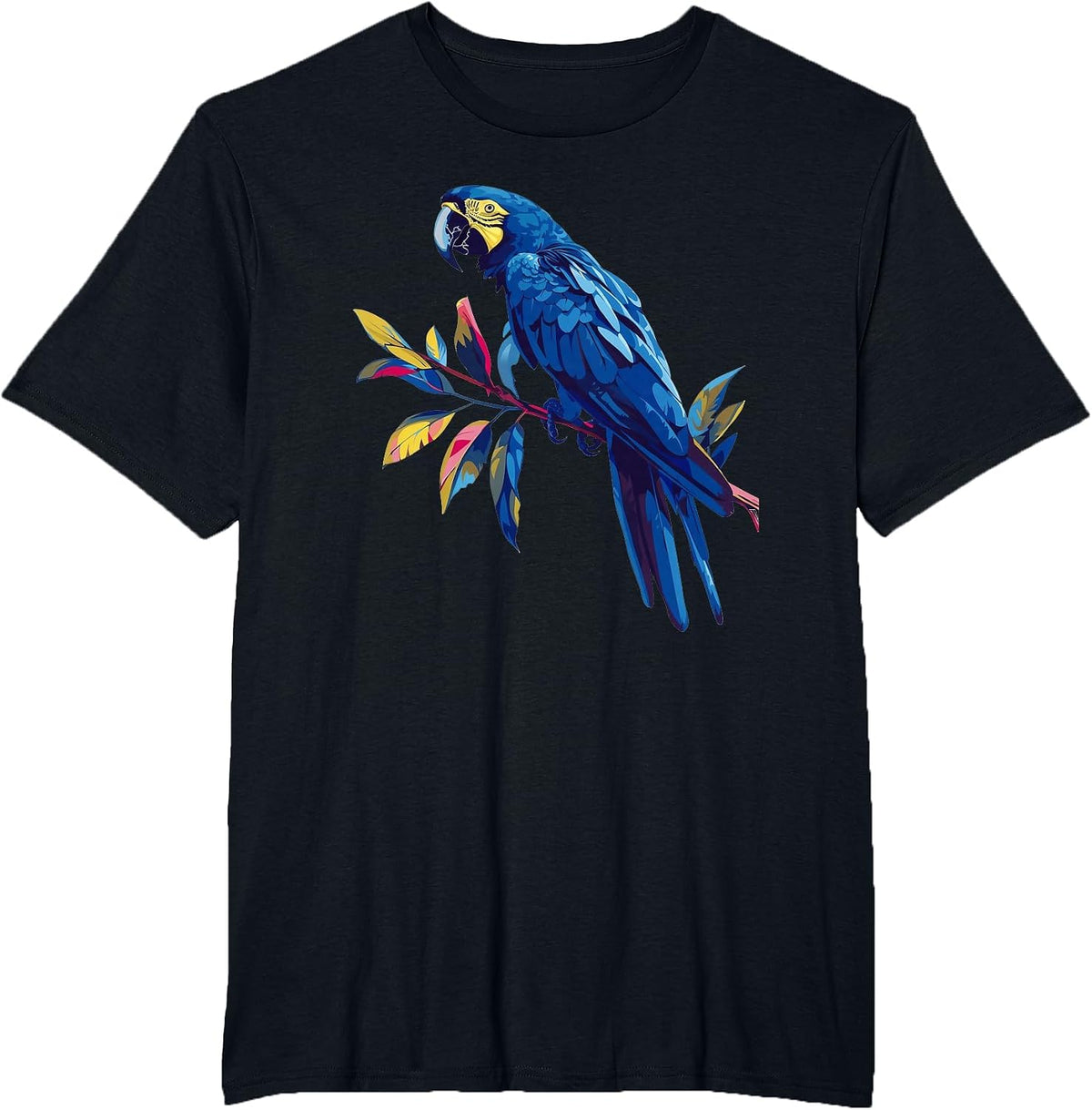 Hyacinth Macaw Retro T-Shirt - Black