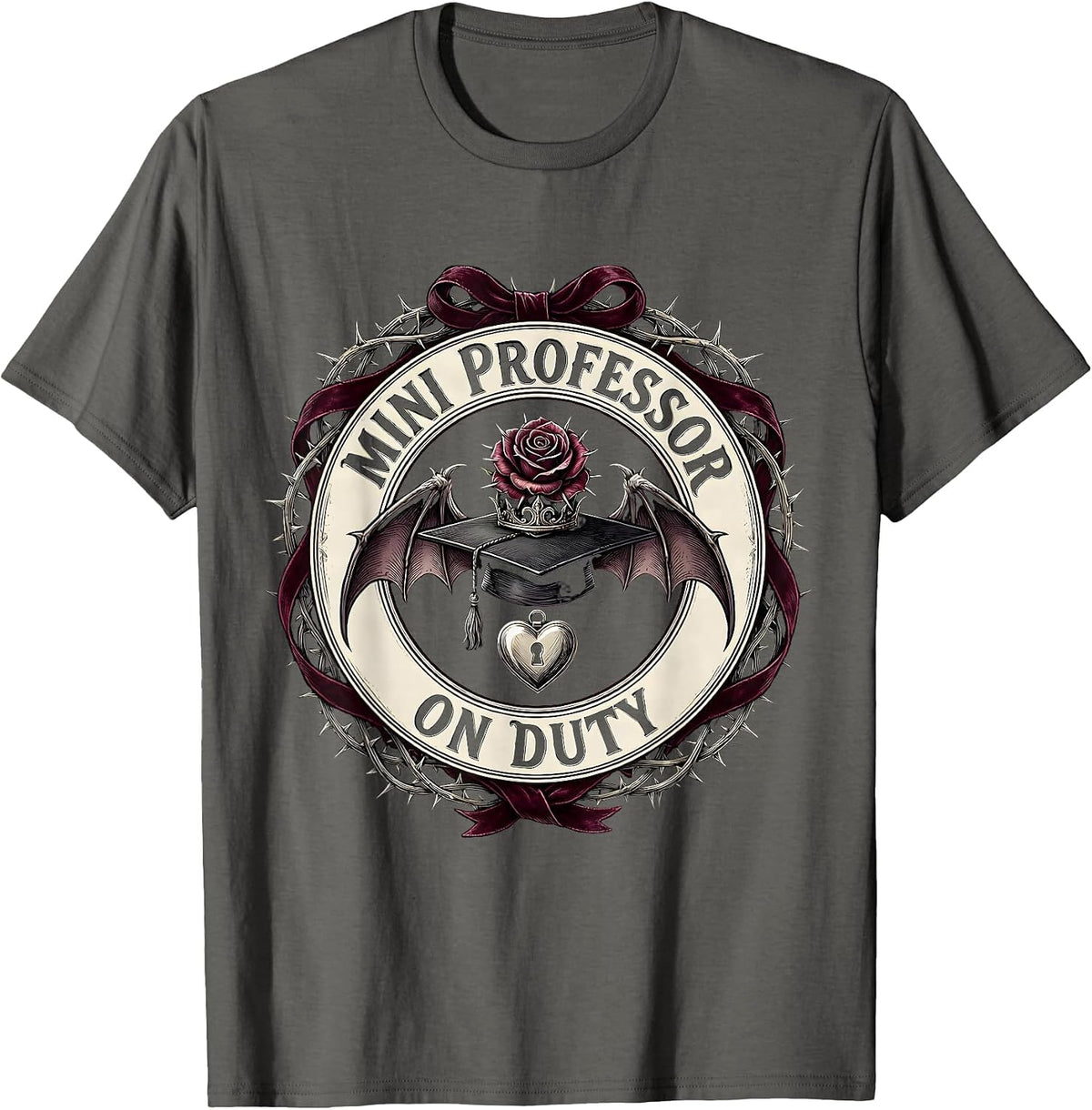 Men's Mini Professor On Duty Kids College Design T-Shirt - Asphalt Grey