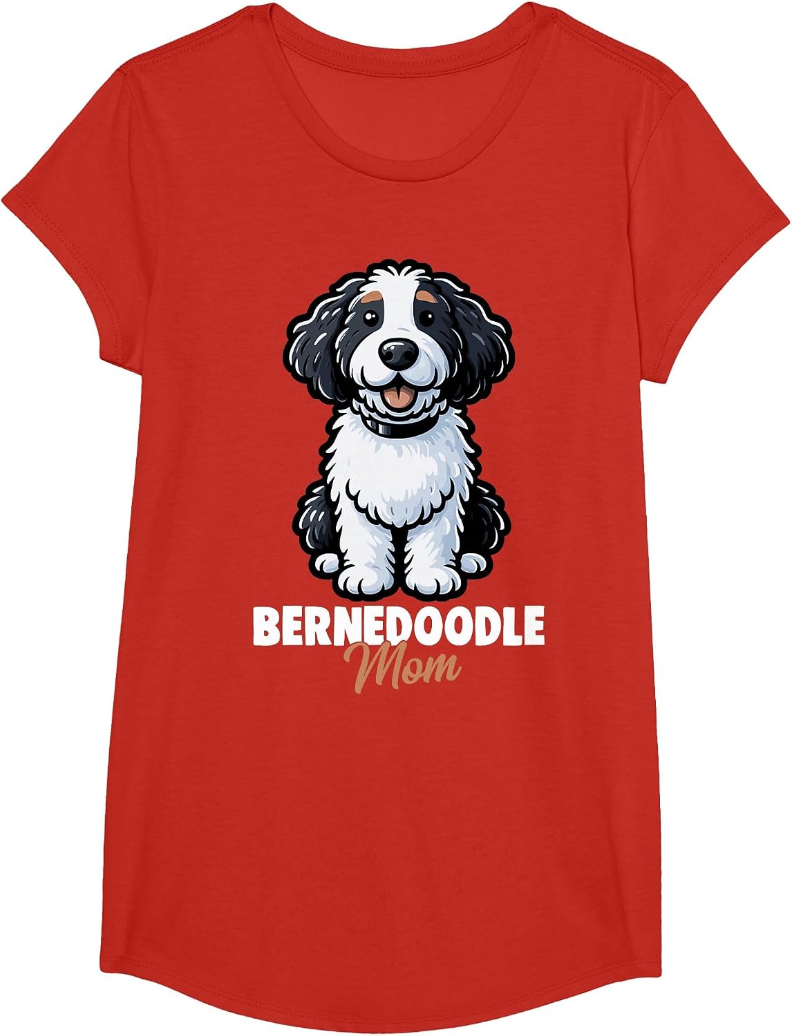 Bernedoodle Mom Dog Womens T-Shirt - Girls Red