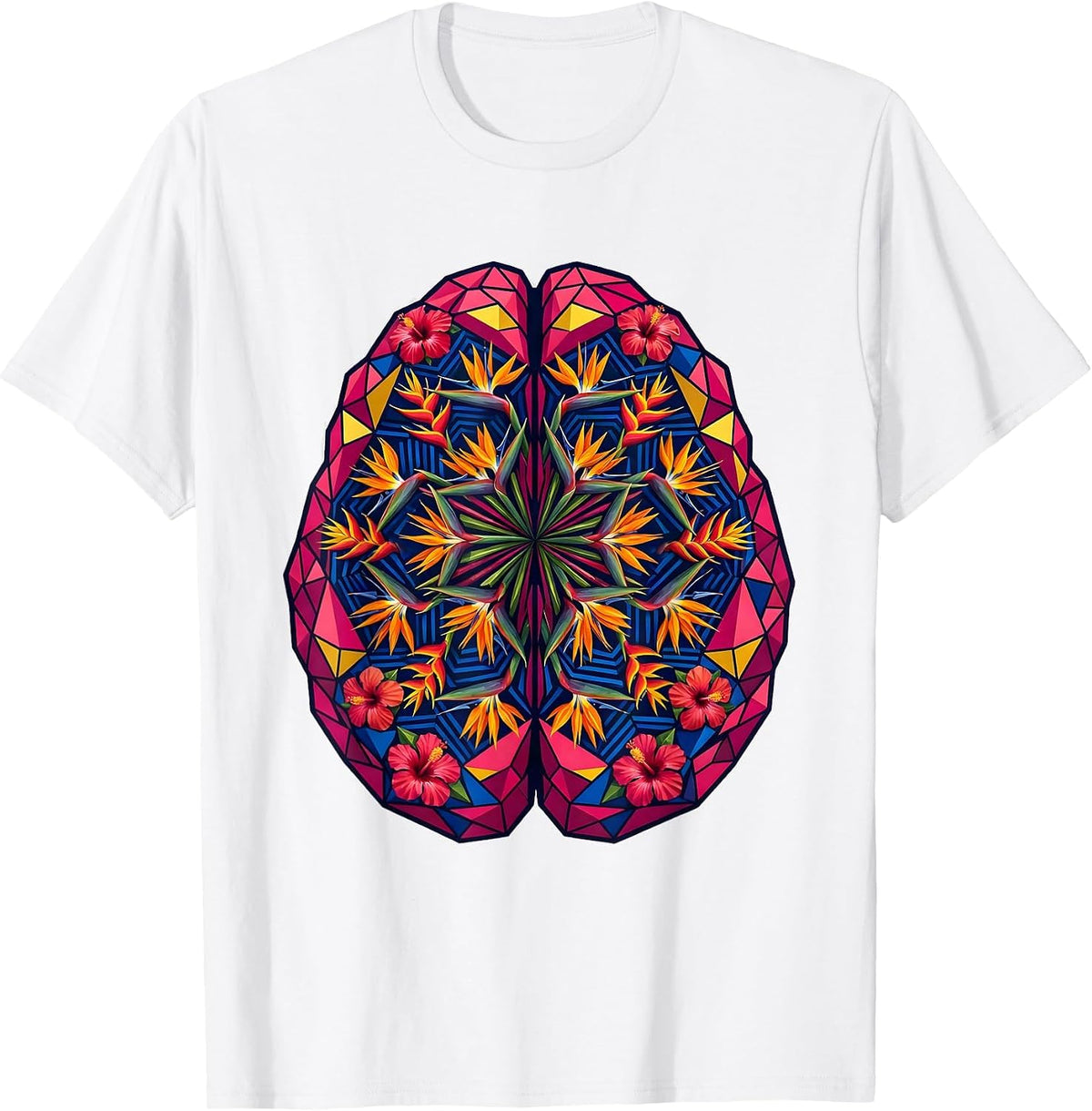 Men's Autism Awareness Floral Brain Bloom Art T-Shirt - White
