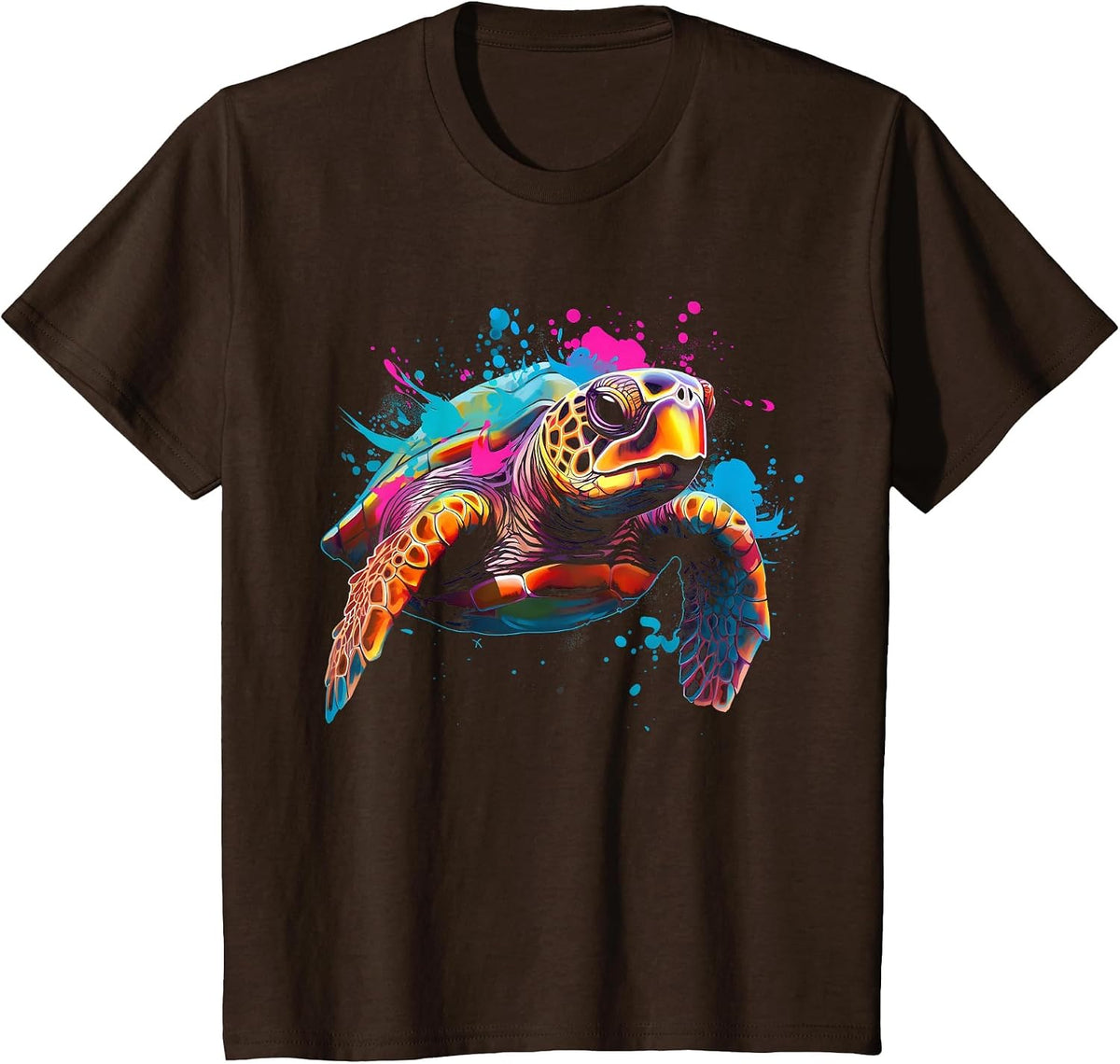 Sea Turtle Beach Lover Ocean Animal Graphic Novelty T-Shirt - Brown