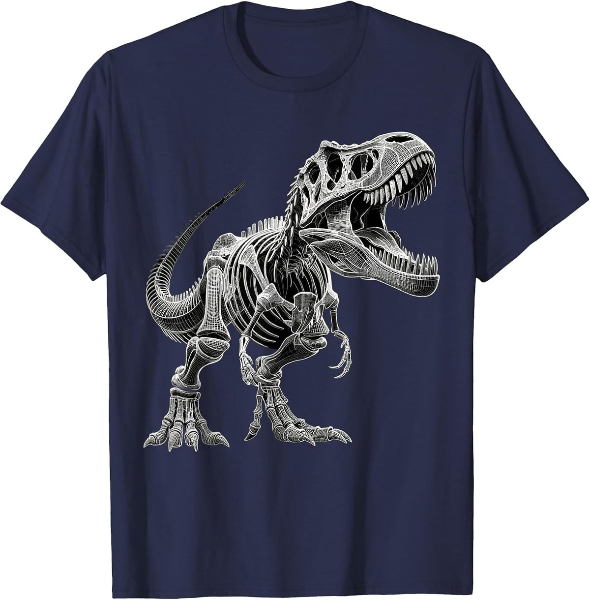 T-Rex Skeleton Paleontologist Fossil Dinosaur T-Shirt - Navy Blue