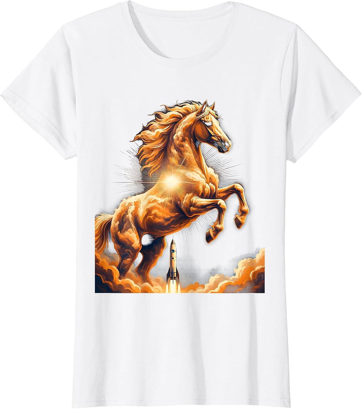 Women's Cosmic Horse Nebula Space Galaxy Illustration T-Shirt - White