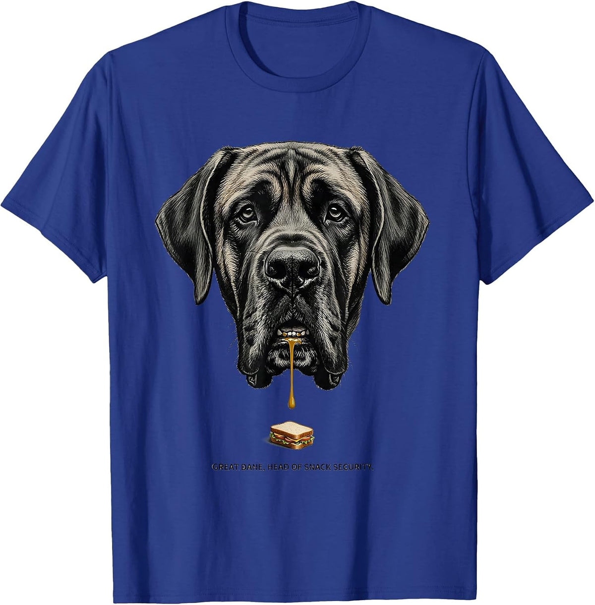 Great Dane Head Of Snack Security Funny Dog Lover Breed T-Shirt - Royal Blue