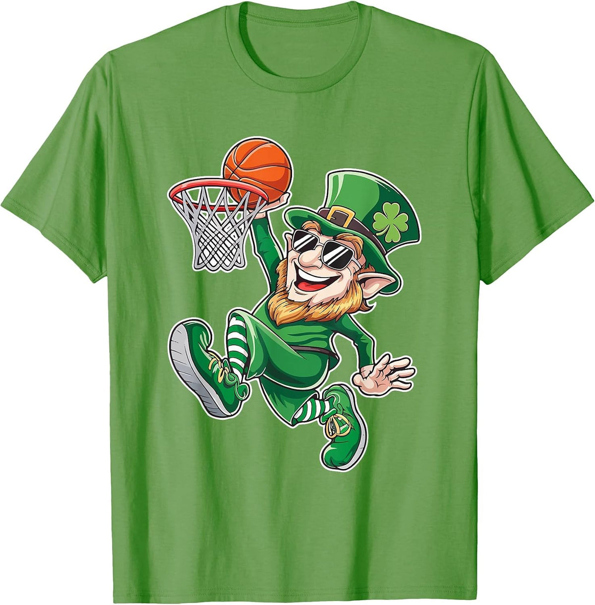 Basketball Leprechaun St. Patrick's Day Funny Player T-Shirt - Grass Green