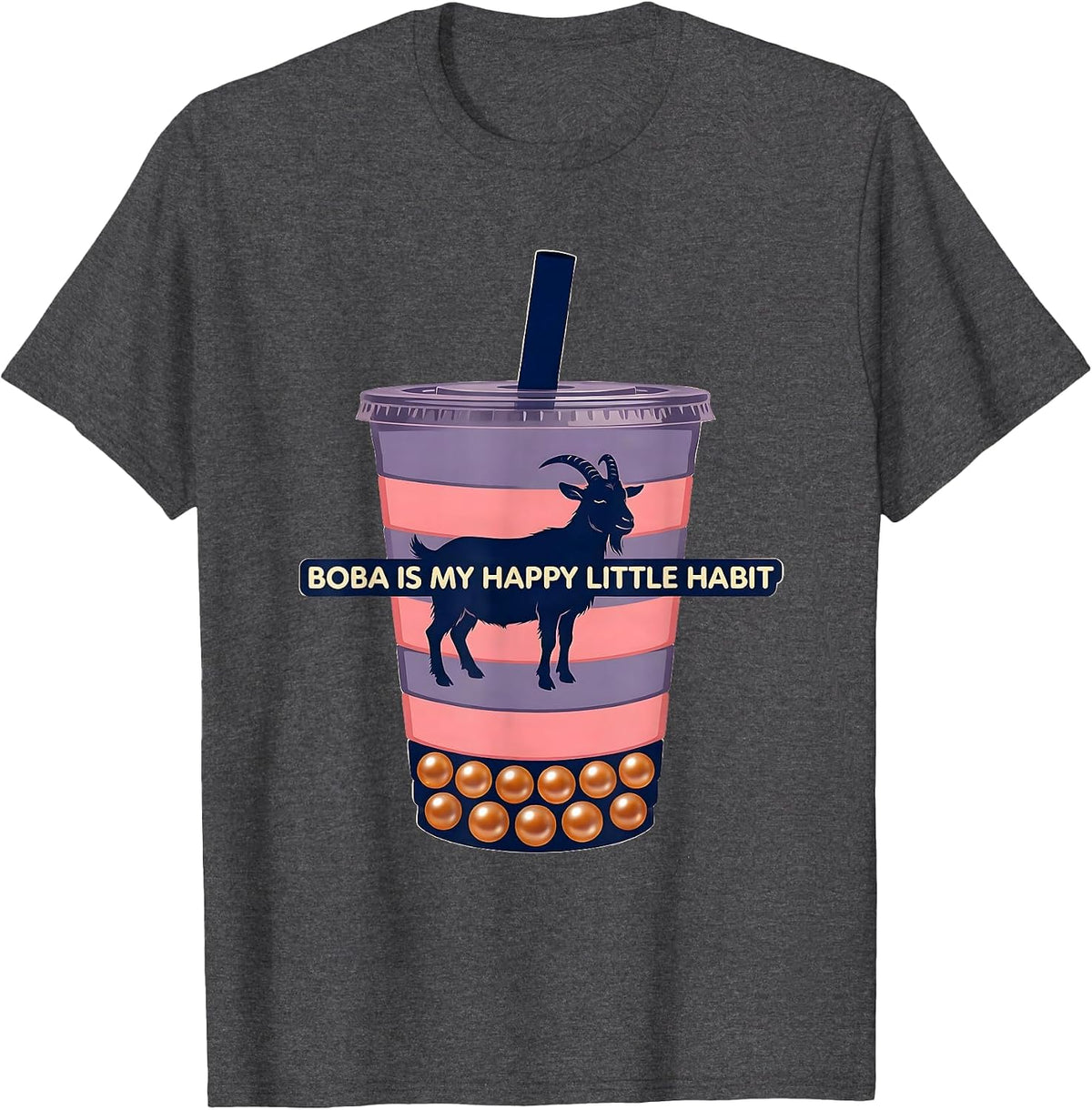 Men's Boba Is My Happy Little Habit Kawaii Anime Boba Tea Lover T-Shirt - Dark Heather Grey