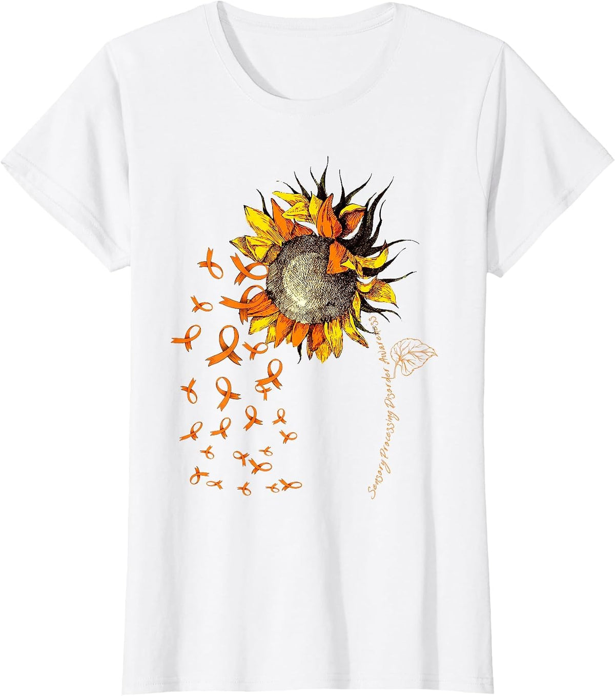 Sensory Processing Disorder Awareness Sunflower Ribbon T-Shirt - White