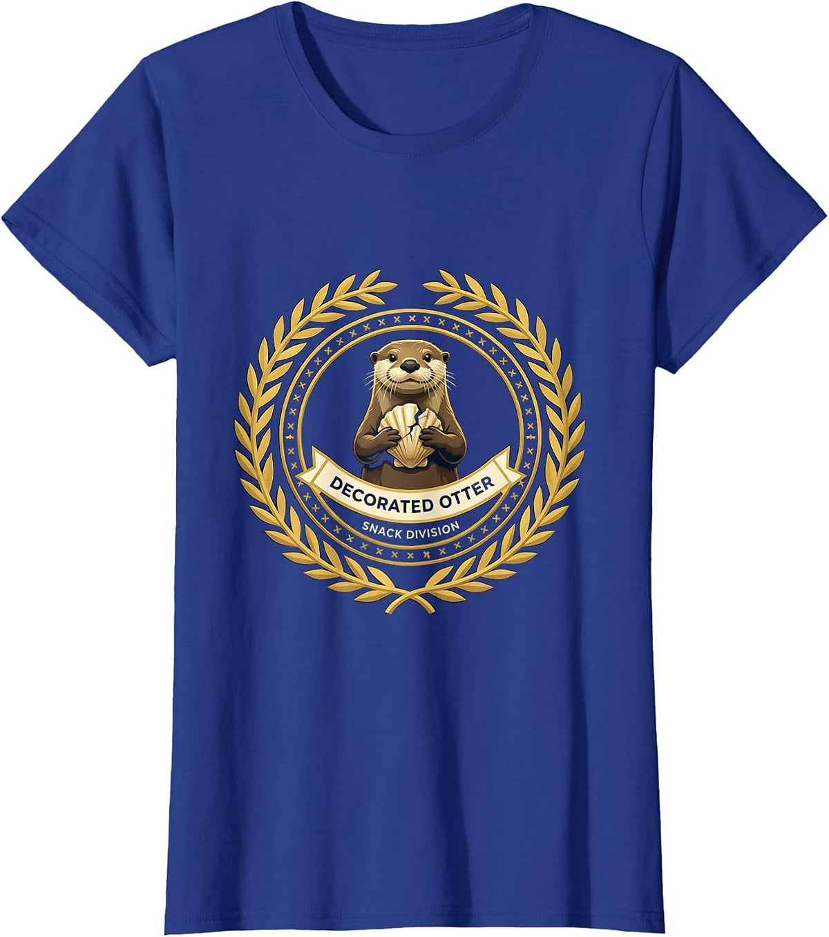 Women's Decorated Otter Snack Division Funny Otter Lover Humor T-Shirt - Royal Blue