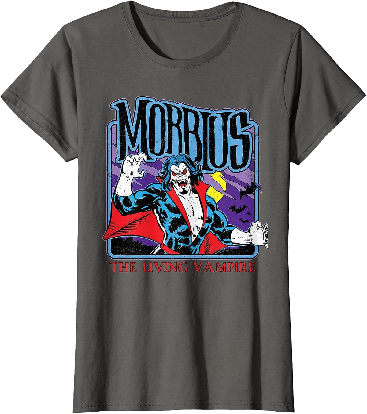 Marvel Monsters Morbius the Living Vampire Retro Halloween T-Shirt - Asphalt Grey