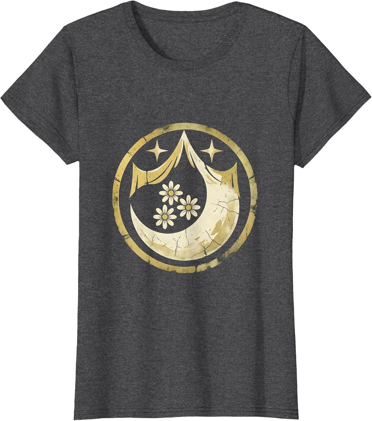 Women's Cosmic Goddess Galaxy Cloak Illustration T-Shirt - Dark Heather Grey