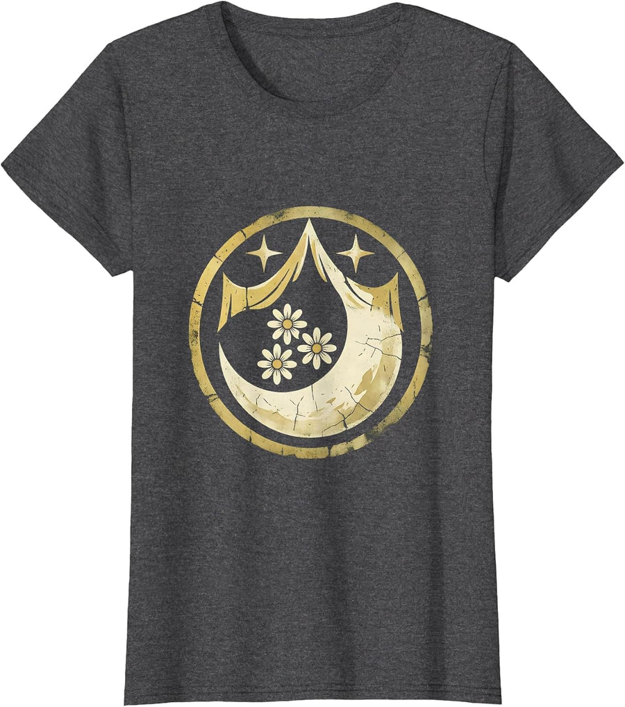 Women's Cosmic Goddess Galaxy Cloak Illustration T-Shirt - Dark Heather Grey