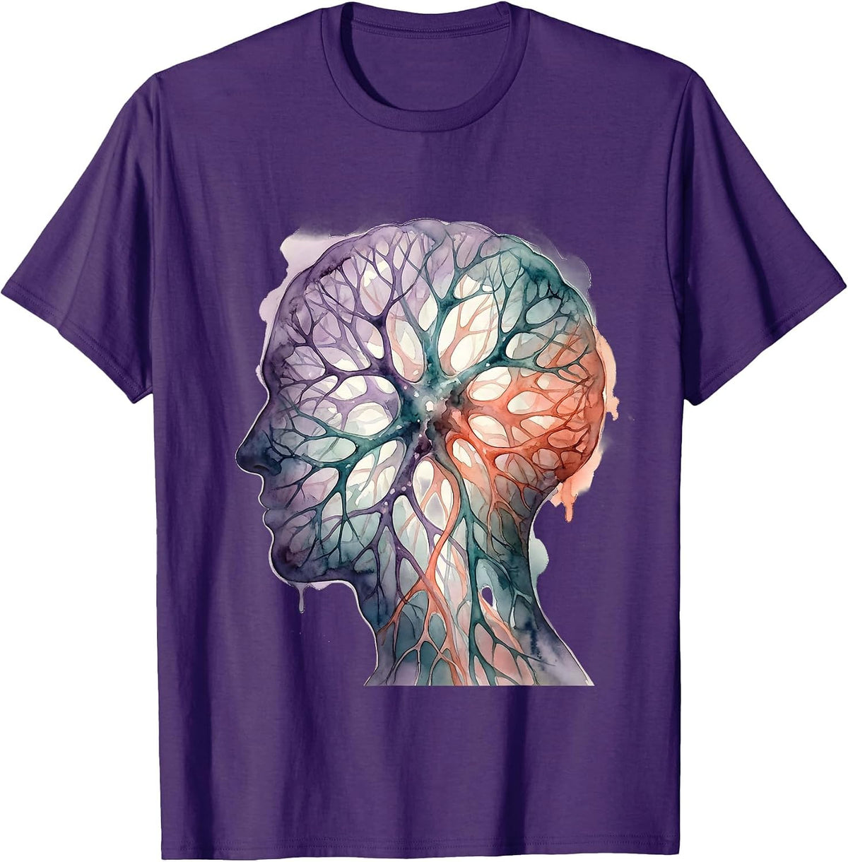 Men's Glowing Neural Pathways Autism Awareness Design T-Shirt - Purple