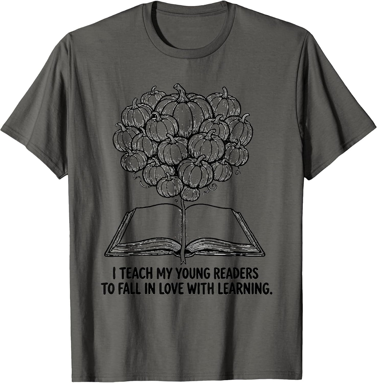 I Teach My Young Readers To Fall In Love With Learning T-Shirt - Asphalt Grey