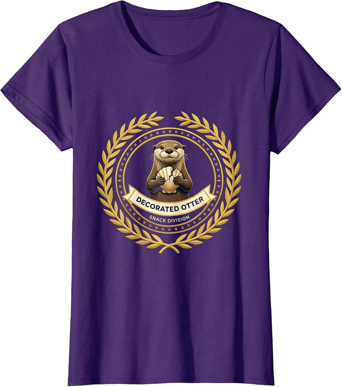 Women's Decorated Otter Snack Division Funny Otter Lover Humor T-Shirt - Purple