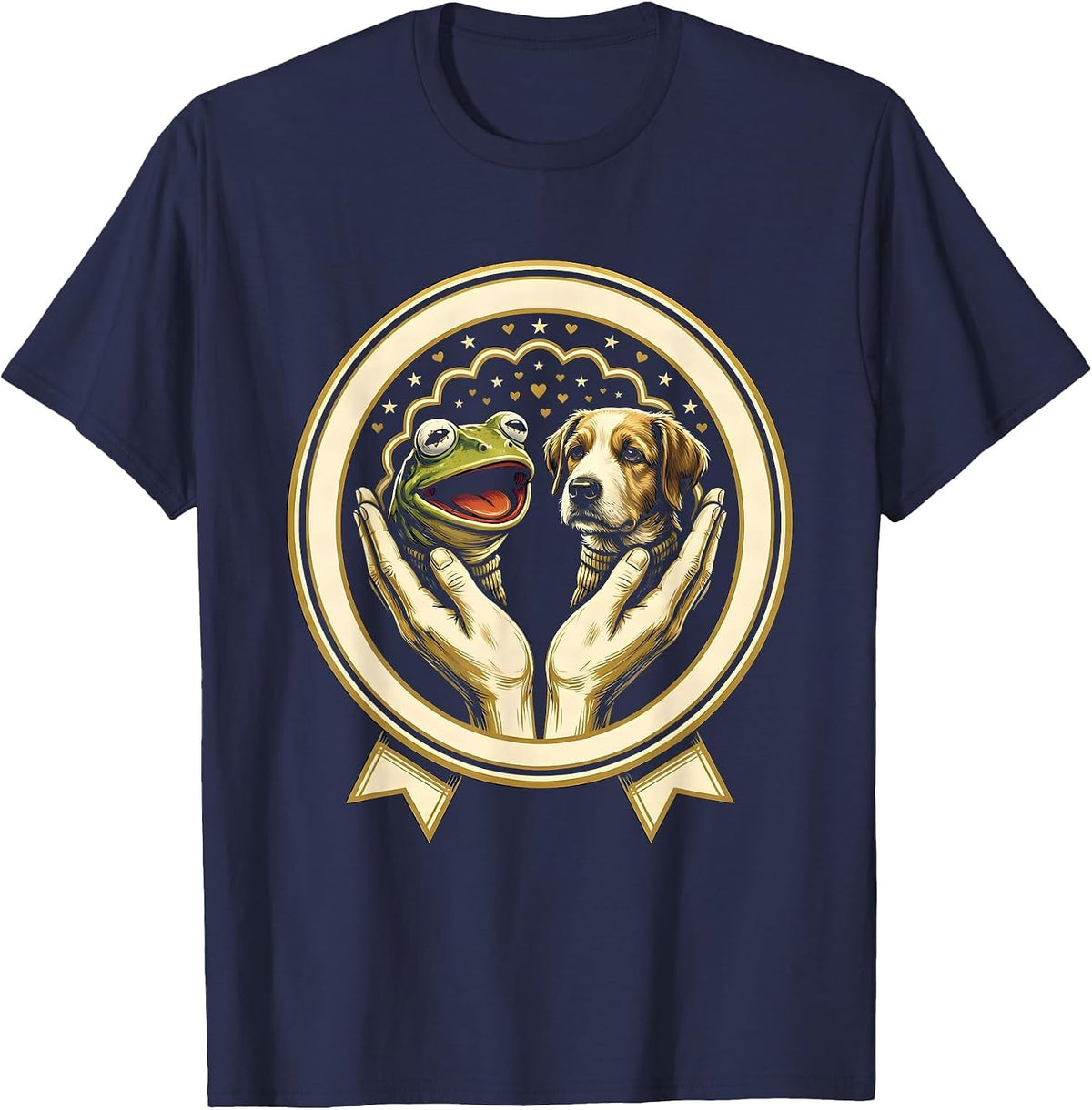 Daycare Teacher Sock Puppet Show Illustration T-Shirt - Navy Blue