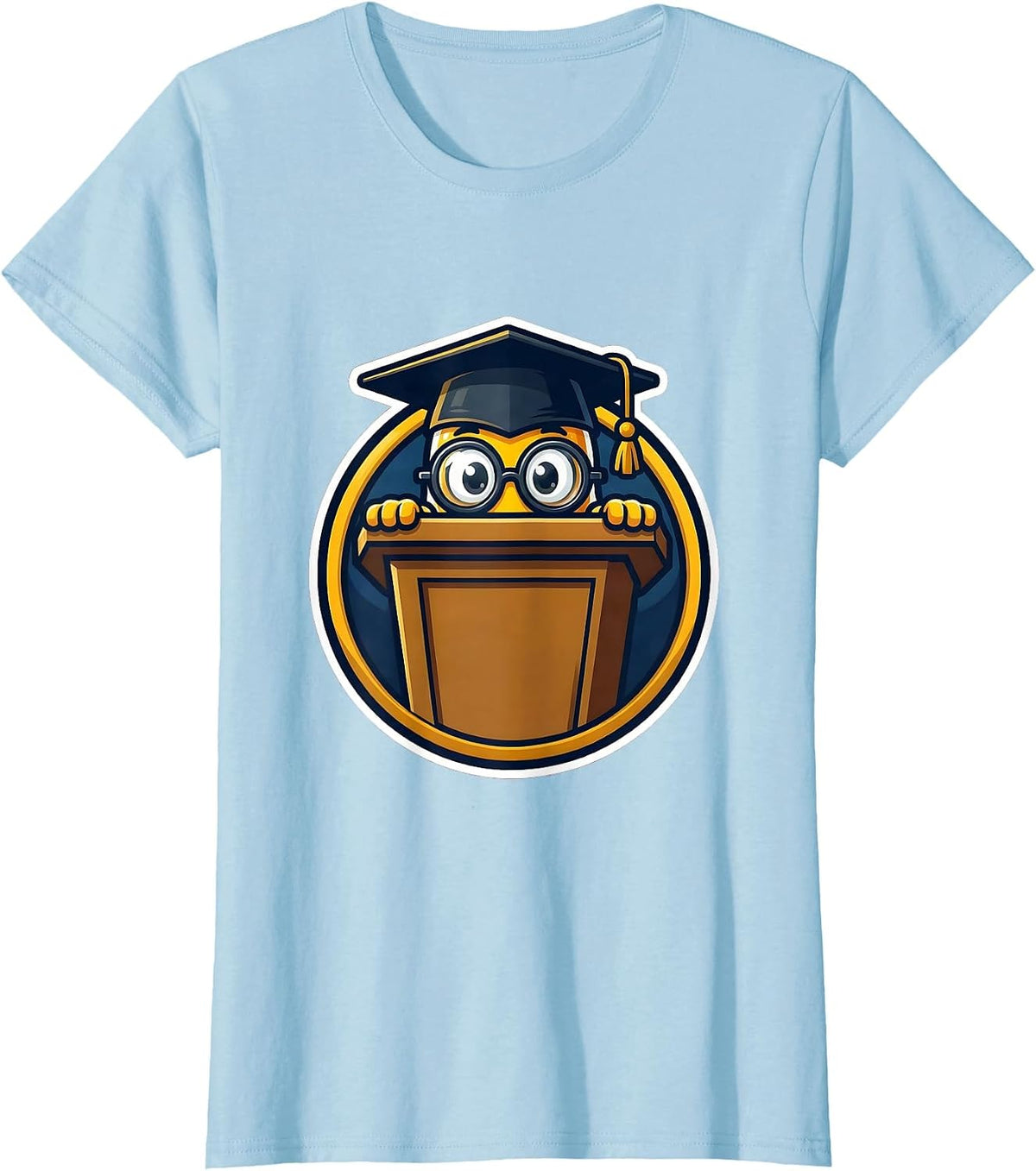 Tiny Professor Big Podium Funny College Kids Tee T-Shirt - Baby Blue